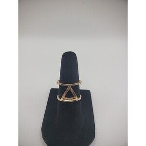 Vintage Ring Size 5 Double Band Gold Tone Triangle Accent Jewelry Costume